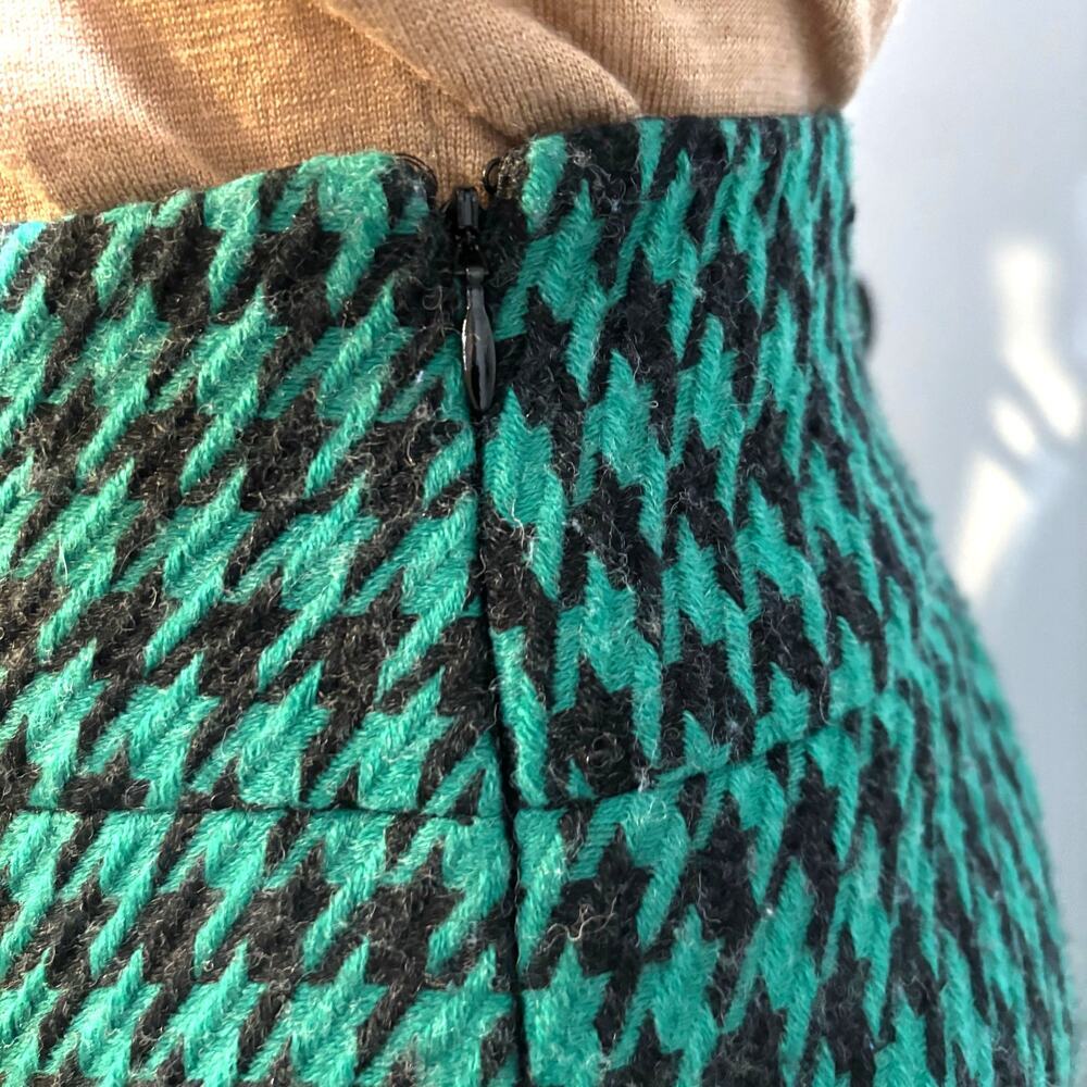 Vintage The Limited Green Black Houndstooth Pencil Skirt Y2K Professional, 14 - Picture 4 of 7
